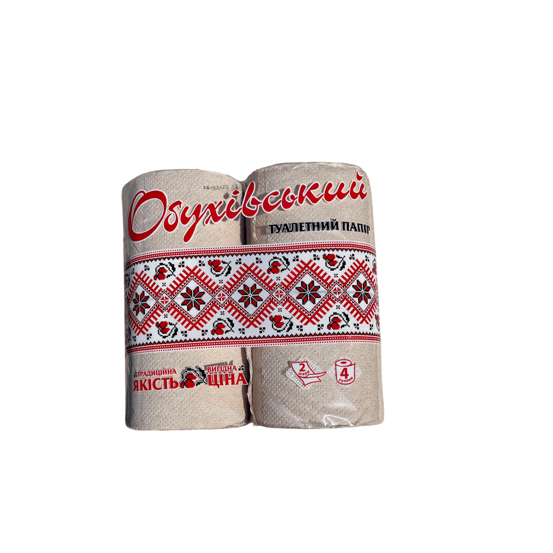 Папір туалетний “Обухівський” макулатурний сірий – 2 шар./ 4 рул.уп.